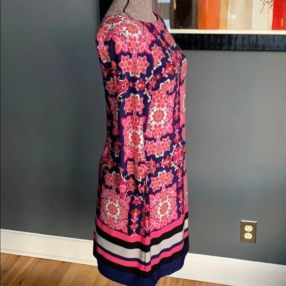 Vince Camuto navy/pinks stretch lined shift dress - Picture 4 of 7